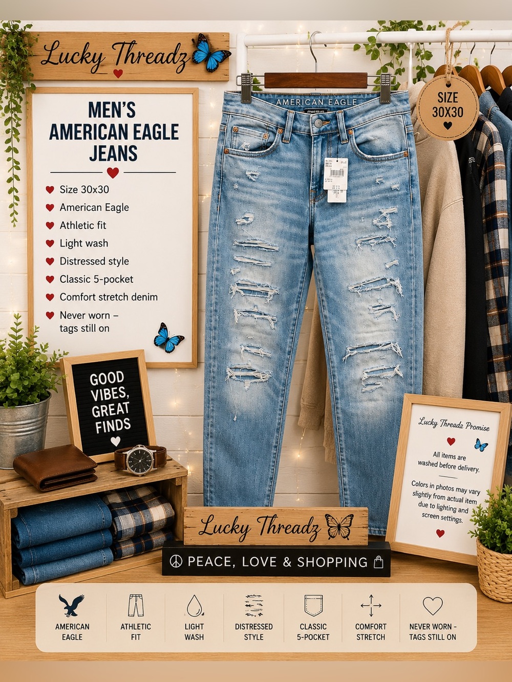 American Eagle Outfitters Light Blue Distressed Skinny Jeans